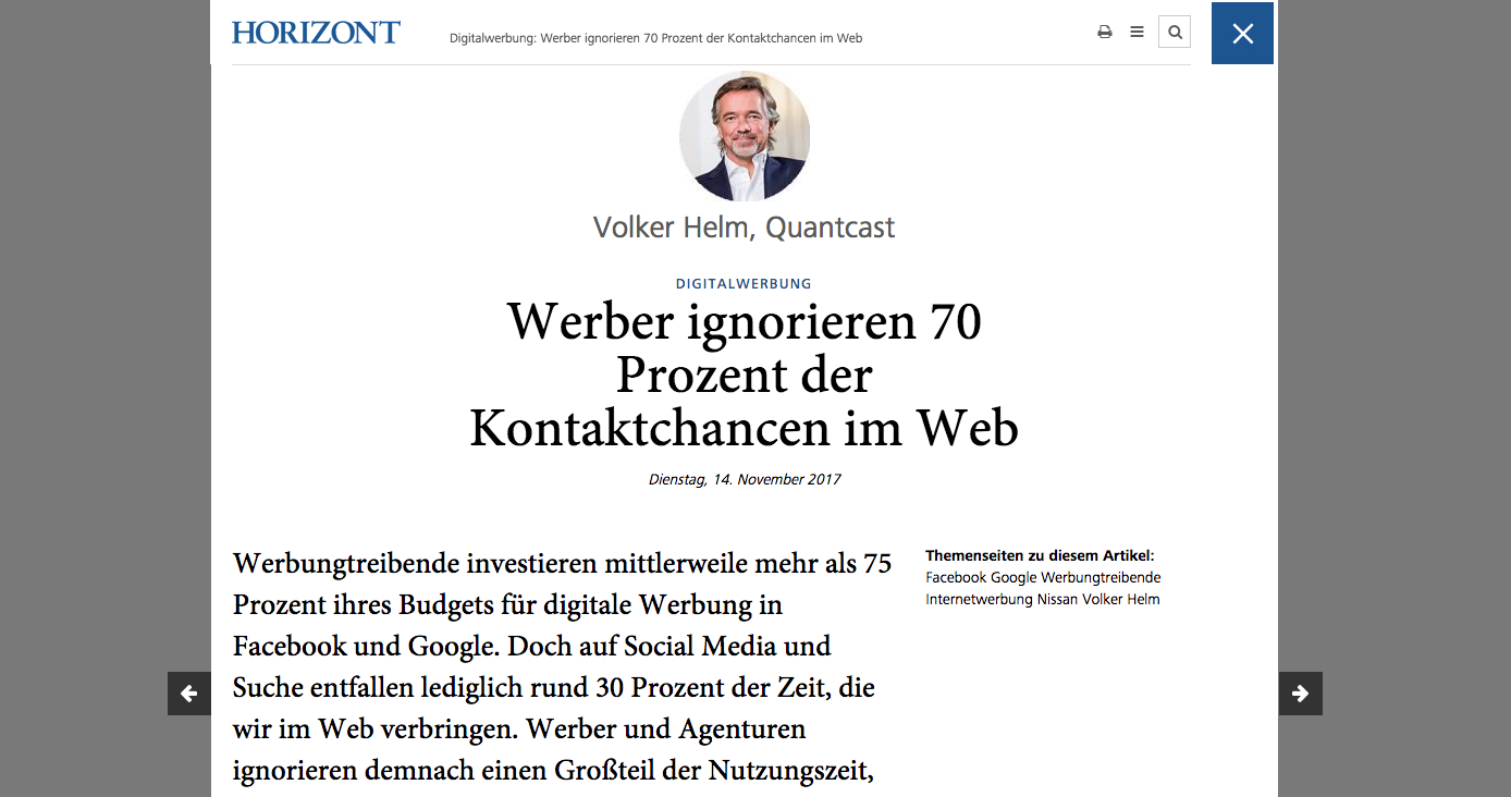 digitale Werbung: Horizont-Artikel Volker Helm